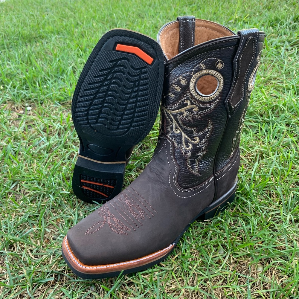 WOMEN'S RODEO COWGIRL BOOTS GENUINE LEATHER BROWN